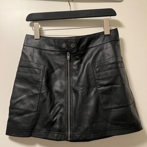 Free People Black Pleather Mini Skirt